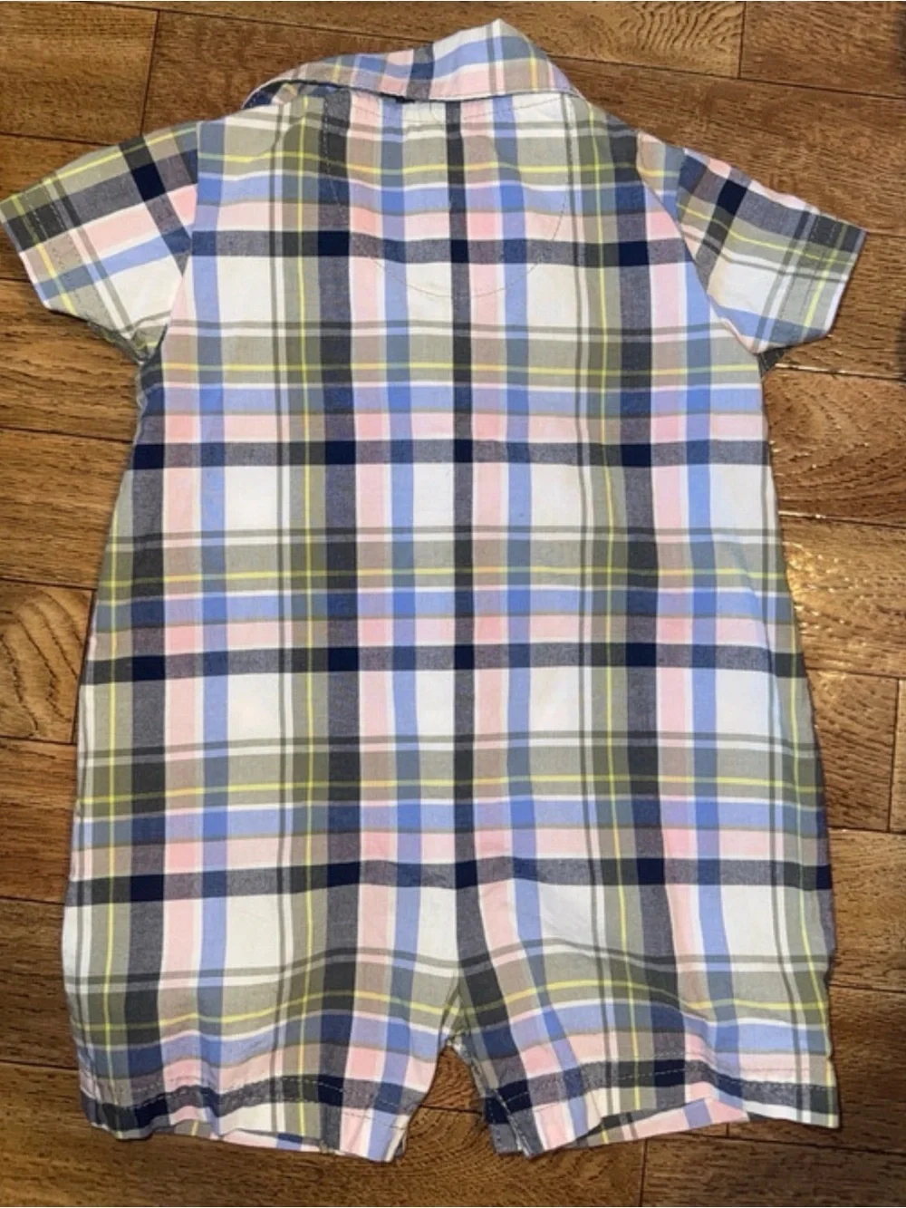 Carter's Plaid Short-Sleeve One-Piece in Pink, Blue & White